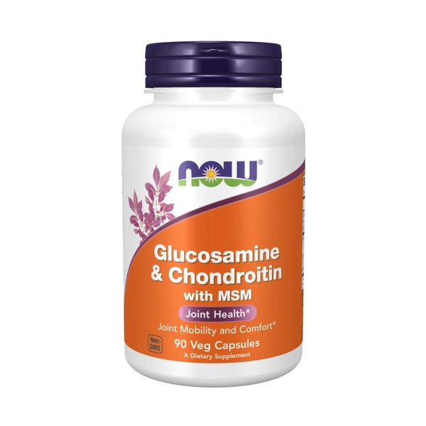 NOW Foods Supplements, Glucosamine & Chondroitin with MSM, Joint Health, Mobility and Comfort*, 90 Veg Capsules