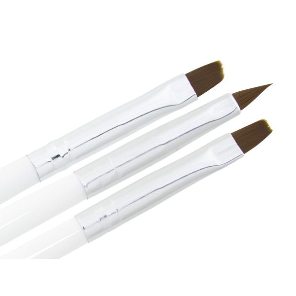 Premium Brush Set 3 Pieces White Acrylic Handle Nail ND24 Bestseller Fine Hair Brush Set/Nail Brushes Nail Art Brush Brush Cat's Tongue UV Nail Gel French Nails Nail Art Design