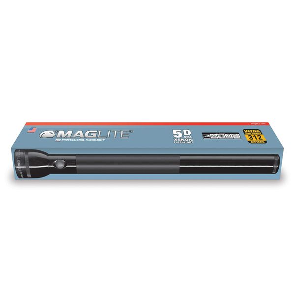 Maglite Heavy-Duty Incandescent 5-Cell D Flashlight in Display Box, Black
