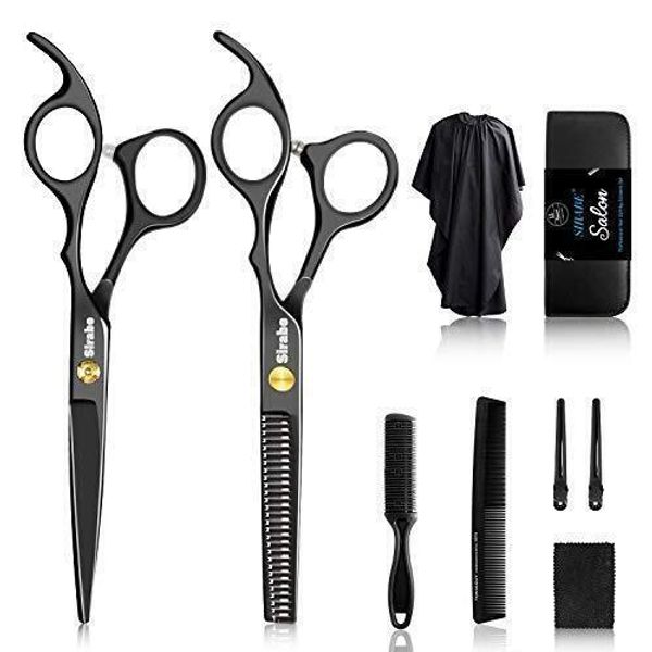 Sirabe 10 PCS Hair Cutting Scissors Set, Professional Haircut Scissors Kit