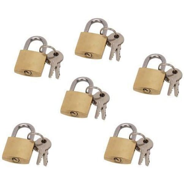 VIP Home Essentials 3/4" (20mm Appx) Mini Brass Lock 6-Piece Set - Branded VIP Packaging