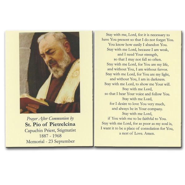 St. Padre Pio Prayer After Communion Card 10 Pk