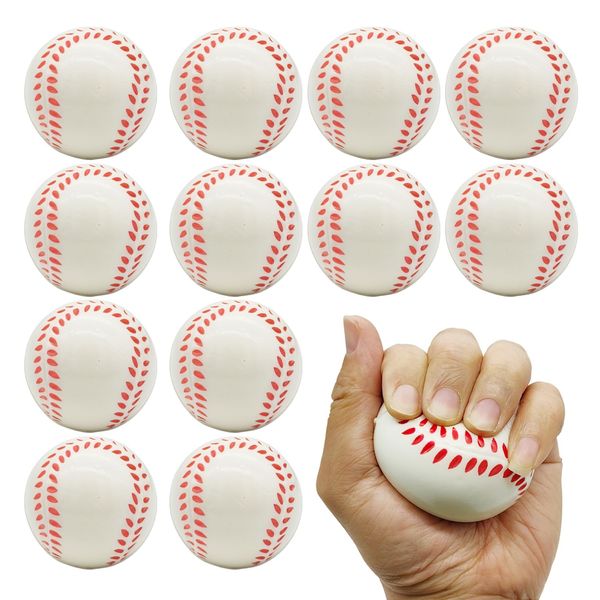 Urspasol 12-Pack Mini Baseball Stress Balls 2.5 Inch Soft Foam Squeeze Baseball for Party Decorations, Favors & Anxiety Relief - Great for Hand Exercise, Team Building Gifts, and School Rewards