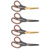 CCR Scissors 8 Inch Soft Comfort-Grip Handles Sharp Titanium Coating Blades, 4-Pack