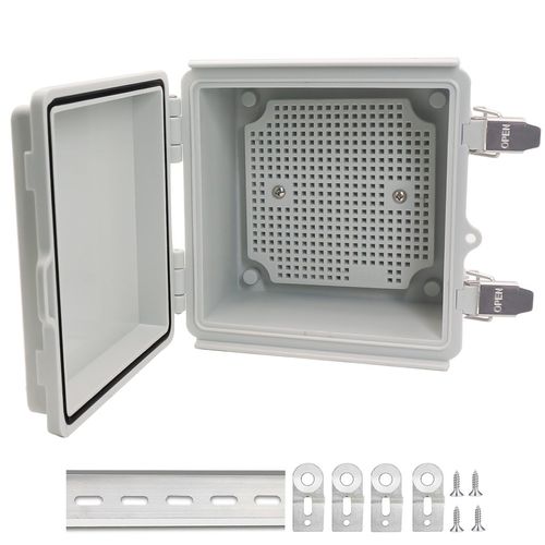LuSumtly Electrical Box, Outdoor Waterproof Box IP67 Junction Box with Mounting Plate,ABS Plastic Project Box Power Cord Enclosure Grey 5.9" Dx5.9 Wx3.5 H