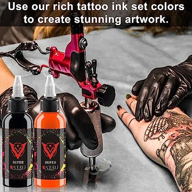 14pcs Tattoo Ink Set Tattoo Professional Supply Black Tattoo Ink Color Set  Red White Tattoo Ink Tattoo Pigment Set for Body Art Long Lasting 1/6oz