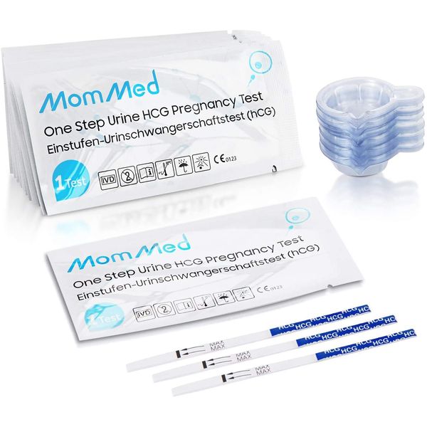 MomMed Pregnancy Test Strips, Home Pregnancy Test Kits, 55-Piece Pregnancy Test Strips with 55-Piece Urine Collection Cups; Quick and Reliable Early Pregnancy Test Detection, Over 99% Accuracy