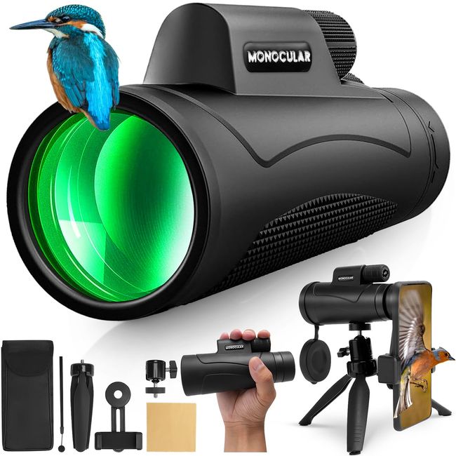 80x100 HD Monoculars Telescope for Adults High Powered with Smartphone Tripod & BAK4 Prism for Birdwatching/Hunting/Camping/Concert Travelling