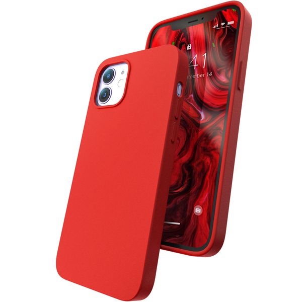 STRUCTURE iPhone 12 Case, iPhone 12 Pro Case, Silicone Cover, iPhone 12 Pro Case, Wireless Charging Compatible, Silicone Case, Thin, Lightweight (Red)