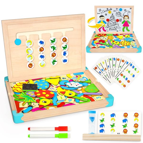 SANYIBOS Wooden Montessori Sorting Toys for 3 4 5 6 Year Olds Girls Boys Educational Learning Stacking Toys Logic Puzzles Toddler