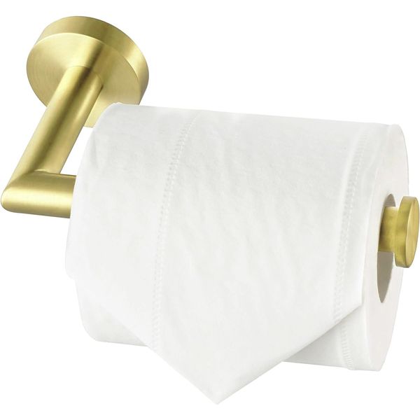 HITSLAM Brushed Brass Toilet Roll Holder Wall Mounted SUS 304 Stainless Steel Gold Toilet Paper Holder Waterproof Rotateproof Toilet Tissue Holder for Bathroom - Gold