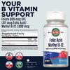 Kal 800 Mcg Folic Acid Methyl B-12 Tablets, Raspberry, 60 Count