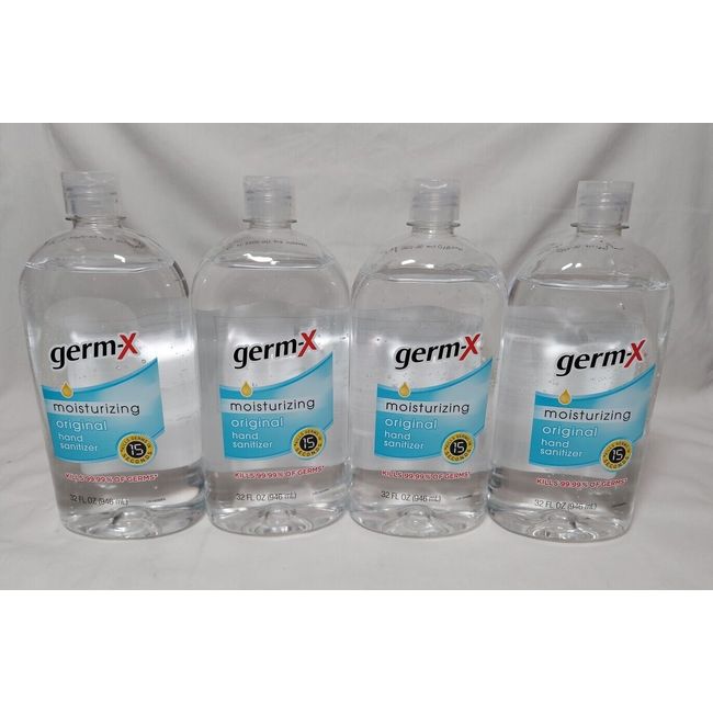 4 GERM-X Original Moisturizing Hand Sanitizer 32 oz Flip-Cap Bottle Case