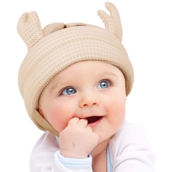 SORONSO Baby Helmet, Corobambi, Mesh on Both Sides, Prevents Head Scrunching, Fall Prevention, Baby Head Guard (Beige)