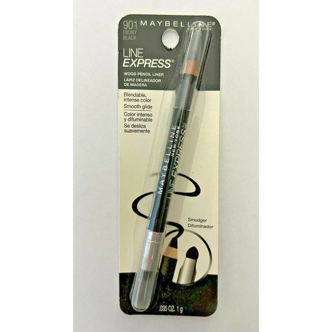 LOT OF 3 MAYBELLINE LINE EXPRESS WOOD PENCIL LINER 901 EBONY BLACK 0.035oz NIP