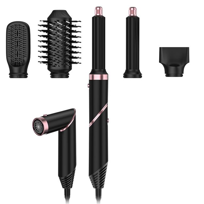 Hair Dryer Brush & 5 in 1 Blow Dryer Brush,High-Speed Negative Ionic Hot Air Brush with Interchangeable Brush Head Foldable Hair Dryer with Comb for Fast Drying Curling Volumizing Straightening…