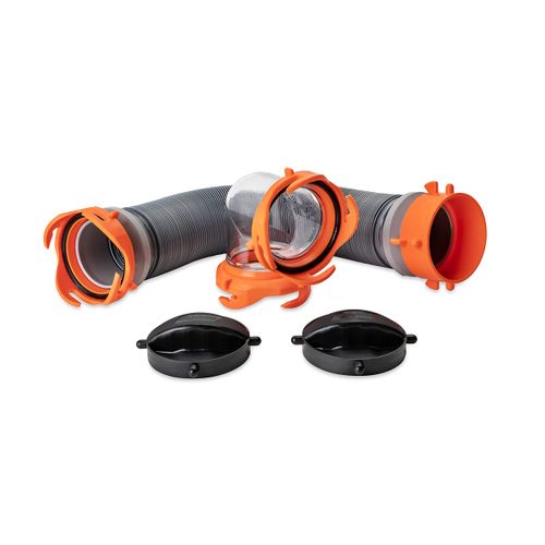 Camco 3-Foot Super Heavy-Duty Tote Tank Sewer Hose Kit | 18mil HTS Vinyl (39645), Black