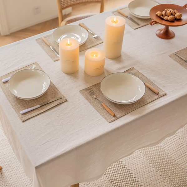 Home Brilliant Linen Place Mats Set of 6 Heat Resistant Dining Table Place Mats Cloth Placemats Kitchen Table Mats Placemat, Burlap