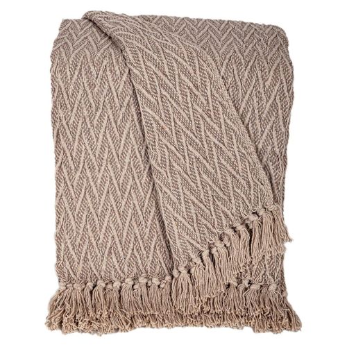 Maykoosh Mediterranean Mastery Transitional Design Handloomed 52" x 67" Cotton Throw Blanket, Cozy Throw Blanket for All Living Spaces