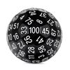 DNDND d100 Polyhedral Solid Black Single 100 Sided Dice with Translucent Pouch (Solid Black with White Number)