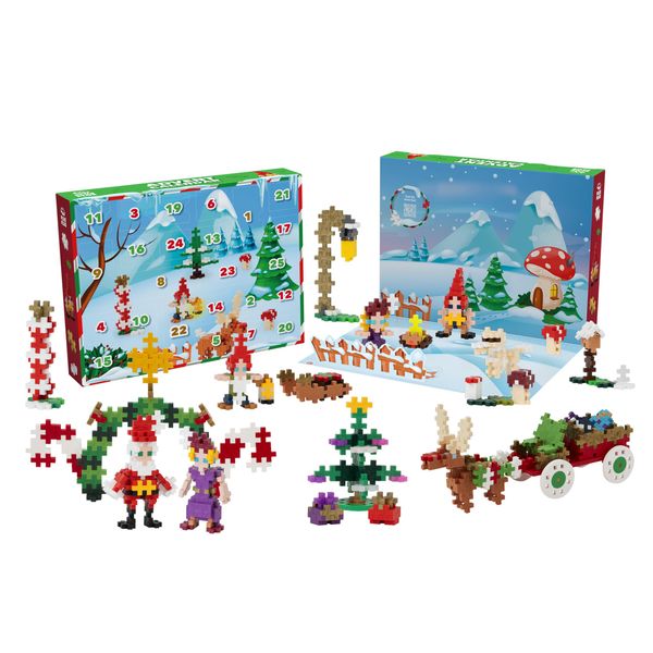 Plus Plus Christmas Advent Calendar 2024, 25 Kids Building Block Toys, Mini 3D Puzzle Kits, Fun Holiday Countdown Stem Gifts, 600 Pieces - Woodland Christmas