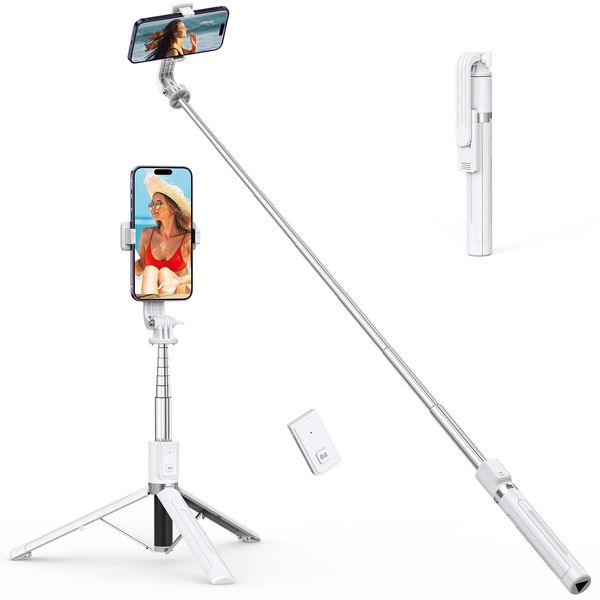 ATUMTEK Smart Phone Tripod, Selfie Stick, Smartphone Stand, 48.8 inches (124 cm), 7 Levels of Telescopic Tripod, Compatible with Monopod, Foldable, 360° Rotation, Compact, Bluetooth Wireless Remote