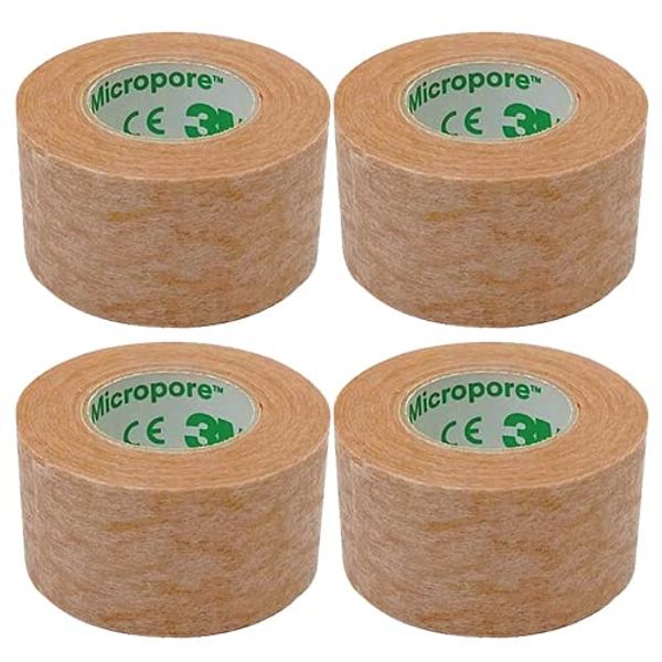 3M Micropore Surgical Tape Skin Tone 1533-1 (Total Length 3.5 ft (9.1 m) x Width 1.0 inches (2.5 cm) (Set of 4)