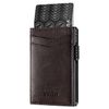 VULKIT Leather Wallet with RFID Blocking - Automatic Pop Up Card Case & Note Holder