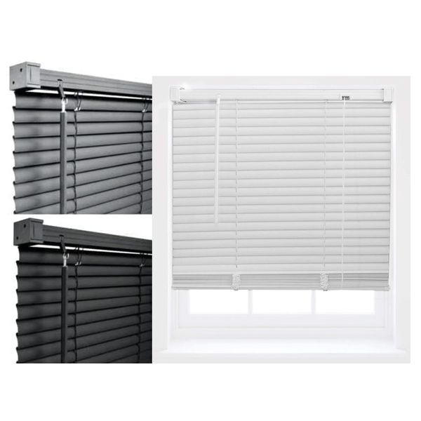 PVC Venetian Blind Blinds Easy Fit Curtains Trimmable Fittings Windows Treatment Shutters Twist Open Close (Black, 45x150)