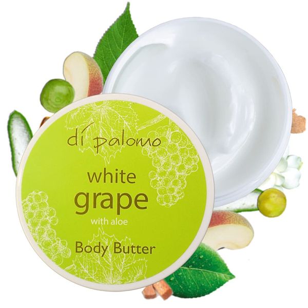 Di Palomo White Grape & Aloe Body Butter 200ml. Body Moisturiser & Body Lotion. Shea Butter Body Butter with Skin Care. Body Butter for Women & Body Moisturiser for Women.