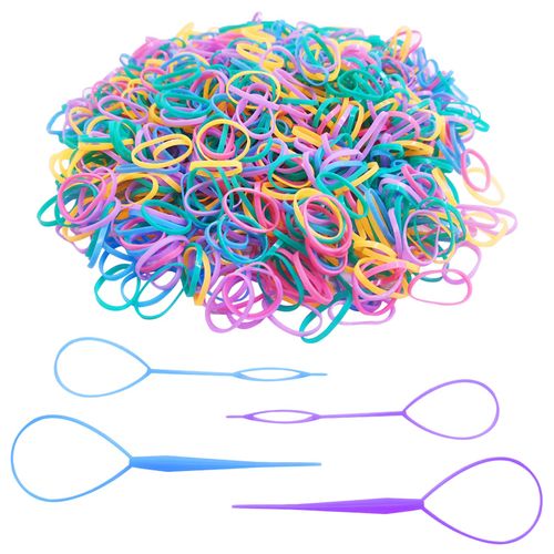 Colorful Hair Rubber Bands Kit, SourceTon 2500 Pieces Hair Rubber Bands with Topsy Hair Tail Tools for Toddler Girls (Mini Rubber Bands)