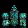 Cusdie 7-Die Sharp Edges DND Dice Set, Magic Circle Pattern Polyhedral D&D Dice Set for DND Dungeons and Dragons TTRPG Role Playing Games