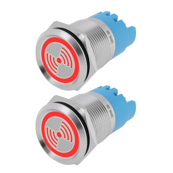 ECSiNG 2x 12V 19mm Waterproof Flash Buzzer LED Flash Alarm Intermittent Indicator Light for Electrical Control Panel