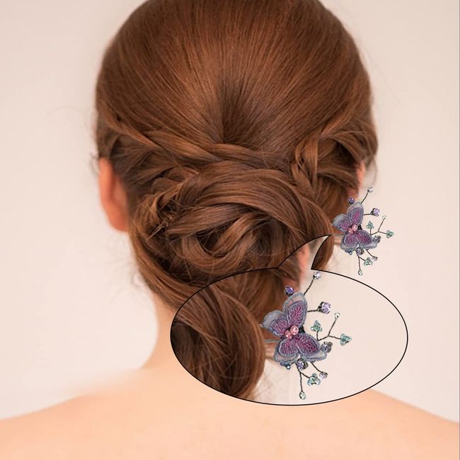 GKONGU U Förmige Haarnadel 1Stück Schmetterling Kristall Styling Haarspange Kopfschmuck für Frauen Mädchen Hochzeit Braut Brautjunger