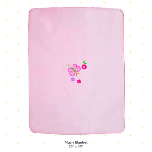 Spasilk Plush Blanket, Thick 2 Ply Blanket with Satin Trim, Baby Blanket, Pink Butterfly