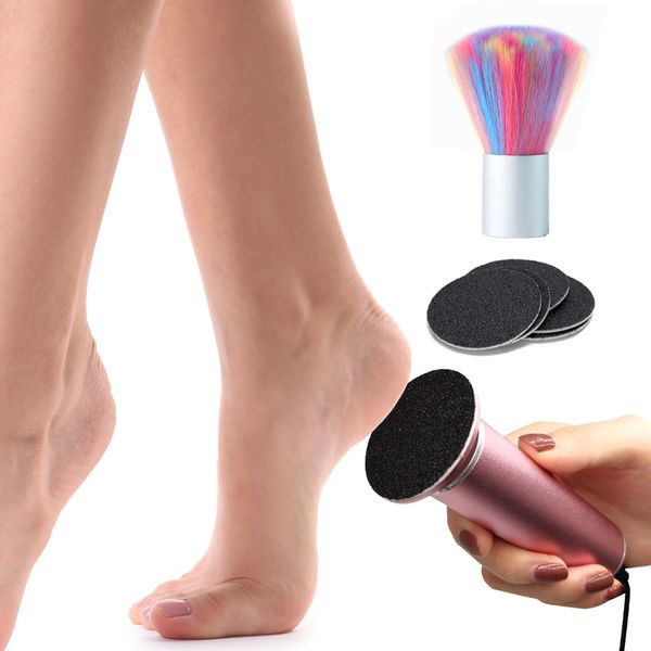 Electric Foot File Callus Remover - Professional Electric Foot Sander Pedicure Tools Speed Adjustable with 60 Sandpaper Discs and Clean Brush for Dry Dead Skin Cracked Heels Calluses