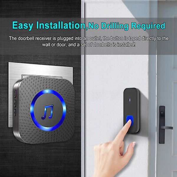 Wireless Doorbell Waterproof Long Range Door Bells Cordless Plug-in With Chime