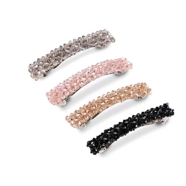 PLABBDPL Fermagli Capelli Crystal, 4 Pezzi Forcine per Capelli Fermagli a Molla Strass Donna Crystal Cristallo Mollette Capelli Eleganti Rettangolare Adatto per Ragazze e Donna, 8,5cm