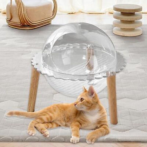 Wood Capsule Cat Bed Freestanding Kitty Bed Kitty Pet Birthday Indoor Cats