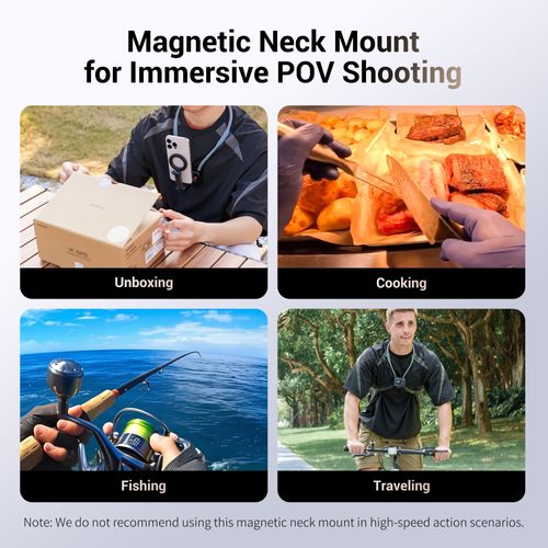 JJC Magnetic Neck Mount for Phone & Action Camera, POV Neck Holder for iPhone Android Phones Gopro Insta360 with Quick Release & Angles Adjustment for Content Creating Cooking Video Filming