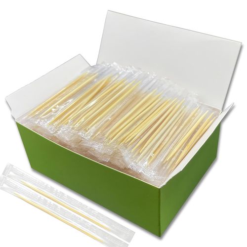 LOCIUN Bamboo Toothpicks – 1000 Count, Individually Wrapped, Dual-Pointed Tips, 2.55 Inch, Disposable & Sanitary, Ideal for Dental Care, Food Picking, Home, Restaurant, and Travel