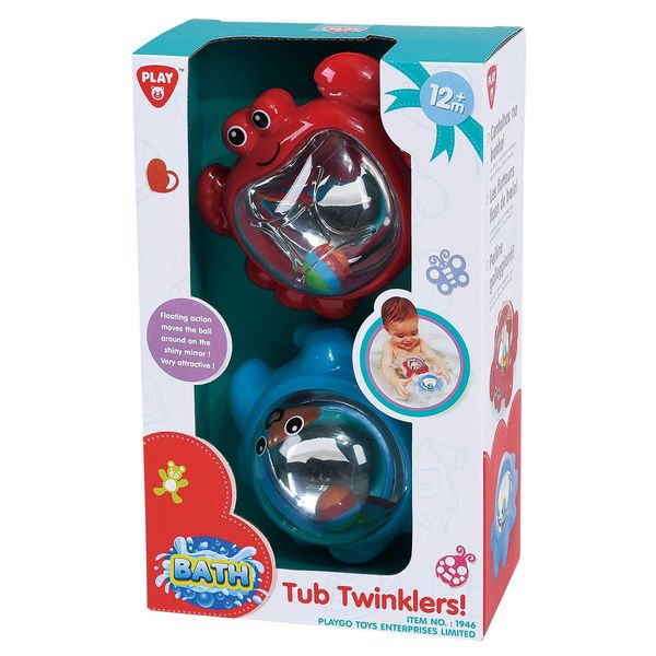 Play Octopus and Crab Rattle Baby Bath Toy | Floating Plastic Animal Toys Set | Interactive Fun Bath time Gifts| Interior Mirror Reflecting Balls| Colorful Bathtub and Pool Floating Accessories