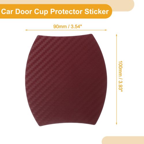 Partuto 4 Pcs 90x100mm Universal 3D Car Door Cup Protector Sticker - Car Auto Door Handle Protective Film Anti-Scratches - Wine Red