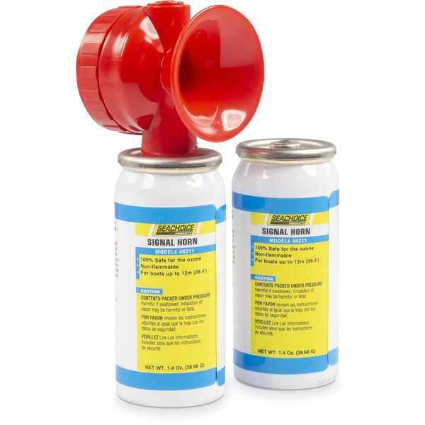 Seachoice 46211 Mini Signal Horn Kit – Air Horn for Boats Up to 65 Ft. – Two (2) 1.4 oz. Canisters and Trumpet