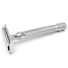Parker Safety Razor, 91R Double Edge Safety Razor – Three-Piece Heavyweight Safety Razor with Brass Frame & Chrome Plated Knurled Handle –5 Premium Parker Platinum Double Edge Razor Blades Included