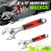 8" 12" Durable Chrome Vanadium Steel I-beam Rubberized Grip Adjustable Wrench