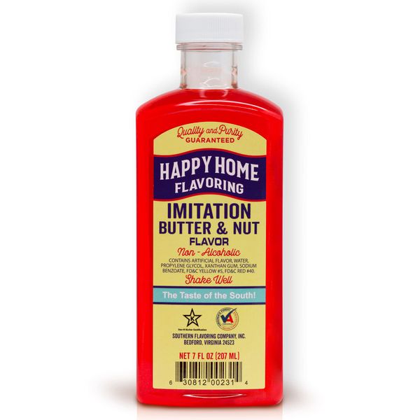 Happy Home Imitation Butter & Nut Flavoring, Non-Alcoholic, Certified Kosher, 7 oz.