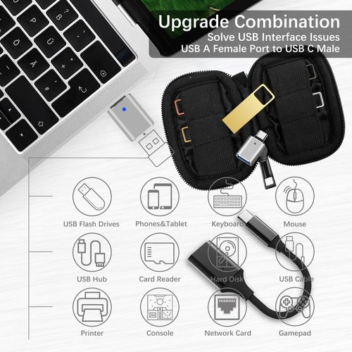 WesData 32GB USB 3.0 Flash Drive 4-Pack with USB C Adapters, Metal Mini Design, 100MB/s Read Speed, Storage Case Included, Pink Gold Gray Silver