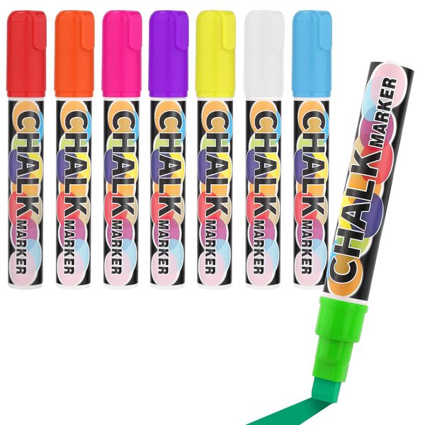SAVITA Flüssige Kreidemarker, 8 Farben Kreidemarker Neon Löschbar Glasstift Fenstermarker Abwaschbar für Autos Lackmarker Chalk Markers für Autoglas Metall-Glanztafel LED-Tafeln Glatte Oberflächen