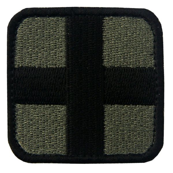 Medic Cross Tactical Embroidered Velcro Patch Olive and Black